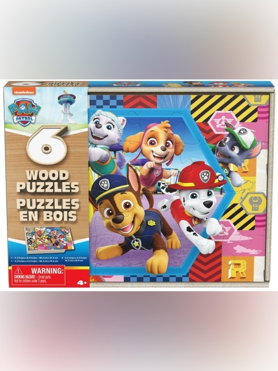 Nickelodeon Other - PAW Patrol, 6 Jigsaw Puzzles in Wooden Storage Box, Ages 3+